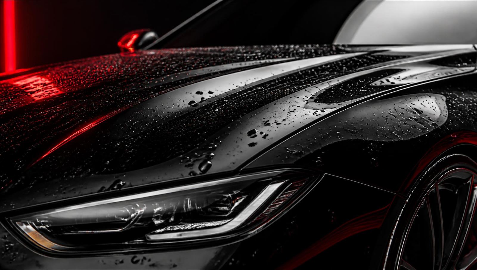 Mobile car detailing in Berks County, PA — glossy black car with water beading after a Redline Premium Detailing service